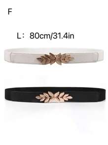3pcs Women's Leaf Decorated Metal Buckle Elastic Waist Belt, Adjustable, Suitable For Plus Size Skirt Summer, School Fall, Autumn, Halloween - Multicolor - View 13