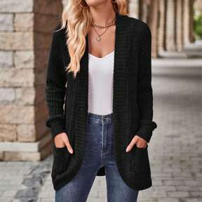 Cardigan Sweaters For Women Fall Open Front Long Sleeve Loose Lightweight Knit Sweater Coat With Pockets