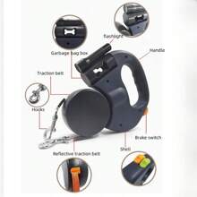 1 einziehbare Doppel-Hundeleine, automatisch ausziehbares Haustier-Zugseil, Anti-Zieh Doppel-Hundeleine