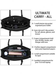 NEWHEY 女士笔记本电脑包防水轻质皮革 15.6 英寸电脑手提包商务办公公文包大容量手提包单肩包专业办公工作包 - 彩色 - 查看 9