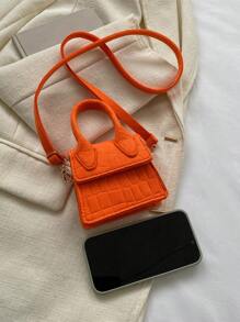 1个磁扣弹簧新款韩版可爱迷你斜挎包，百搭休闲手提包，纯色时尚单肩包，可装口红、钱包等，适合各种场合，舒适可调节肩带，多功能，不挑剔，适合户外、玩耍、通勤，是送给女孩的完美礼物。 - 迷你包 - 查看 8