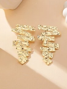 1 Cặp Hoa tai hình học bất đối xứng phong cách cổ điển phóng đại cho phụ nữ - Vàng - Xem 4