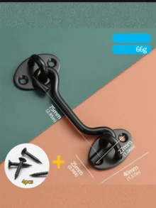 1PC 4-Inch Barn Door Lock Hardware, Slide Lock Eye Hook Latch With Screws, Rust-Resistant Metal Latch For Privacy Hook Locks For Interior Doors, Windows, Wood Fences, Garage Doors - Black - View 4