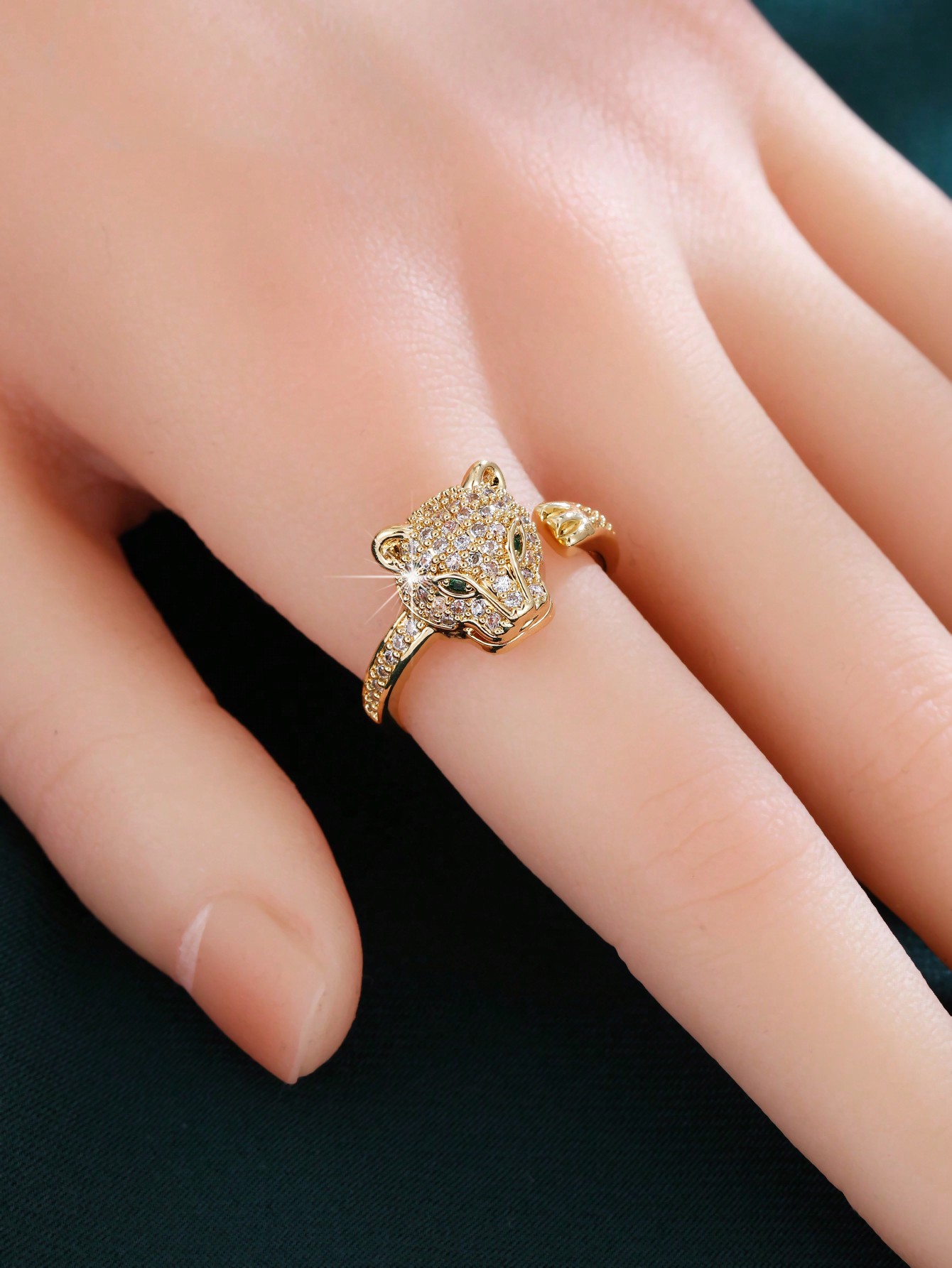 خاتم مفتوح، مطلي بالذهب عيار 18 قيراط منقوش بالزرك...