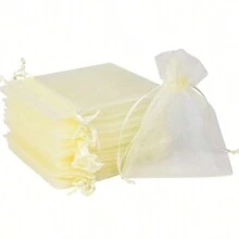 10/50/100pcs Ivory Gift Bags, Ivory Organza Candy Bags For Tableware, Various Holiday Party Packaging Supplies, Holiday Home Supplies, Holiday Wedding Party Gift Packaging Supplies