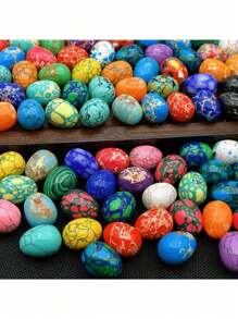 Mini Easter Egg Gemstone Easter Ornament, Pigeon Egg, Egg, Bird Egg Suitable For Home Decoration, Room Decoration, Basket Filling, Easter Gift Decoration Easter Egg (Color Random)