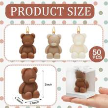 50 Pcs Bear Baby Shower Candle Favors For Guest Bear Party Favors Baby Shower Candles Bulk For Gifts Party Decorations - Red - View 8