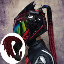 Helmet Braid Motorcycle Synthetic Box Braid Hair Extensions With Bowknot Helmet Ponytail Extensions With Detachable Suction Cup For Motorcycle Bike Motor Helmet Decoration Accessories
