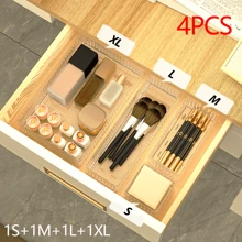 1/5/7/11/18/25/37pcs Transparent Plastic Desktop Drawer Partition Storage Tray, Drawer Finishing Set, Cosmetic Storage Box, Suitable For Storing Cosmetics And Jewelry, Can Be Used In Bathrooms And Placing Small Items, And Can Also Be Used In Bedrooms And Offices.,For Holiday Beach, Bathroom Collection, Bedroom Collection, Large Capacity