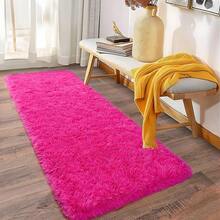 Soft Fluffy Shag Throw Area Rug, 2x4 Black, Non-Slip Bedroom, Hallways, Bedside, Dorm, Living Room - Long Shaggy Rug - 粉色 - 查看 6