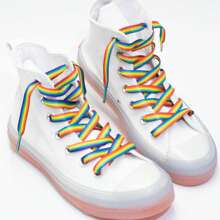 1 Pair 3D Rainbow Shoelaces, Style Versatile Casual Rainbow Colored Shoelaces