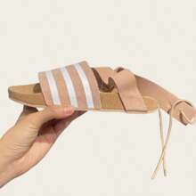 Adidas ADILETTE ANKLE WRAP W 条纹休闲系带沙滩凉鞋 - 粉色 - 查看 6