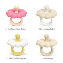 1pc Flower Silicone Baby Teether, Easy To Grip And Clean, Gift For Newborn Babies - Multicolor - View 2