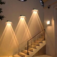 Super Bright 4LED Outdoor Garden Light 9 Modes Light Wall Villa Fence Wall Light Landscape Decoration Light Fence Stairs Exterior Wall Light Terrace Lighting Colorful Wall Light - Black - View 5