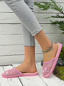 Nuevas zapatillas de casa hechas a mano con cuentas de moda, aptas para uso interior y exterior - Rosa - Ver 3