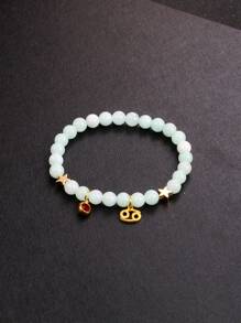 1Piece 12 Zodiac Signs Elegant Natural Gemstone Bracelet 6mm Opal Rose Quartz Watermelon Tourmaline Peach Blossom Stone Blue Apatite Red Aventurine Carnelian Rhodonite Bloodstone Rutilated Quartz Beads Girlfriend Bangles With Gold Color Stainless Steel 12 Zodiac Medallion And Vibrant Cubic Zirconia Jewelry Unique Birthday 12 Zodiac Gift For Women