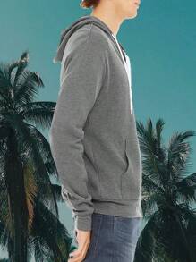 Mens Zip Up Hooded Jacket Cotton Blend Sweater - 木炭 - 查看 2