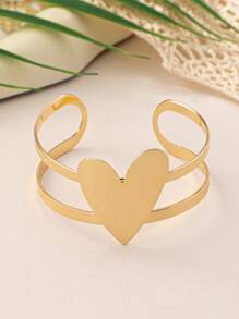 1 pieza/set de elegante y encantador juego de joyas dorado con forma de corazón que incluye aretes, pulsera y collar. Collar con llamativa cadena dorada en forma de Y y borlas, adecuado para mujeres en fiestas, eventos, uso diario y como regalo para ocasiones festivas