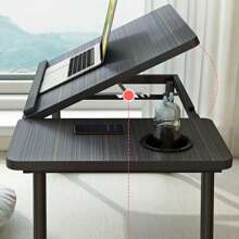 Folding Laptop Desk Bed Table Adjustable Portable Computer Stand W/ Cup Slot - Black - View 5