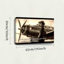1 Pc, A Photo Of Amelia Earhart Standing Next To Her Plane With The Te, Original, Canvas, Wall Art, Living Room Wall Decorations, Bedrooms, Bathrooms, Frame Poster Art Prints, Hanging Paintings, Home Decoration, Festivals. Home 1