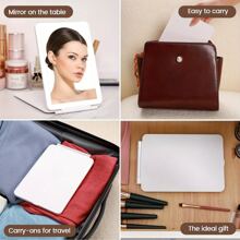 Espejo de maquillaje portátil recargable por USB con 3 colores de luz, superficie pulida, espejo plegable y recargable con batería de litio, compatible con vidrio, sin olor