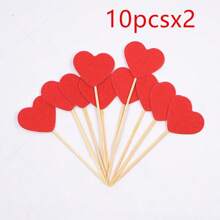 10pcs/20pcs Multicolored And Red Heart Cupcake Top, Sparkling With Love, Valentine's Day Cupcake, Valentine's Day Theme, Wedding Engagement, Bride Shower, Birthday Party, Cake Decoration Supplies