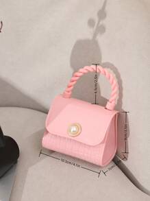 Pearl Decorated Mini Handbag, Animal Print Fashion Crossbody Clutch Bag For Lipsticks, Coins And Keys