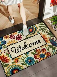 1 pieza Felpudo de entrada creativo con estampado floral de primavera, absorbente de agua, antideslizante y de alta rebote, resistente a la suciedad y lavable a máquina, decorativo para baño, inodoro, cocina y talla grande, alfombra de baño, alfombra de piso, alfombra de exterior, felpudo de puerta, decoración de otoño, accesorios de baño, decoración de entrada escolar - Multicolor - Ver 8
