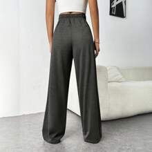 Women's Lined Sweatpants High Waisted Baggy Wide Leg Sweat Pants For Women Casual Drawstring Workout Pants - 深灰色 - 查看 3