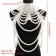 1pc Elegant Bohemian Handcrafted Multi-Layer Beaded Faux Pearl Body Chain - Ideal For Brides And Party Wear - White - View 11