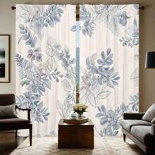 2 件套优雅蓝灰色调，叶子图案，现代简约，3D 数码印花，适用于客厅、卧室、书房，营造精致舒适的氛围 - 多色 - 查看 11