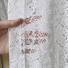 1 Stück französischer vintage romantischer weißer Spitzen-Stickerei Mesh transparenter Vorhang - mit Gardinenstange oben für Raumteiler im Wohnzimmer, fertiger transparenter Vorhang für Schlafzimmerfenster - Beige - Übersicht 8