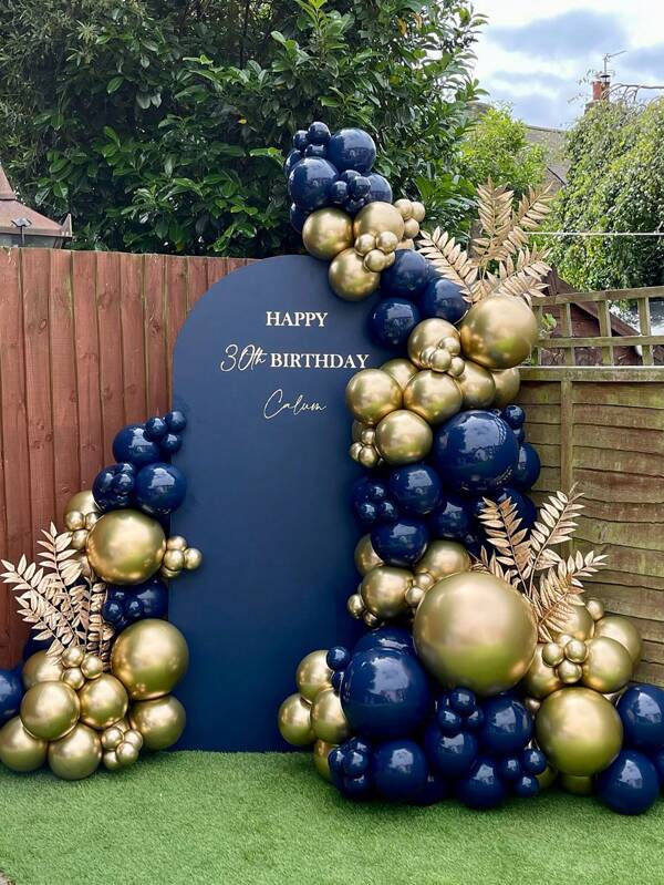 116 Stücke marineblauer und goldener Ballon Girlanden-Bausatz, Emulsionsmaterial, vielseitig einsetzbar für Geburtstage, Hochzeiten, Verlobungen, Großelterntag, Vatertag, Rentnerpartys - beinhaltet mehrere Komponenten