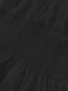 2025秋季女装 | 优雅女士连体裤：层叠蛋糕设计 | 飘逸雪纺方领 | 完美婚礼宾客礼服 | 约会之夜及音乐节穿搭 - 黑色 - 查看 8