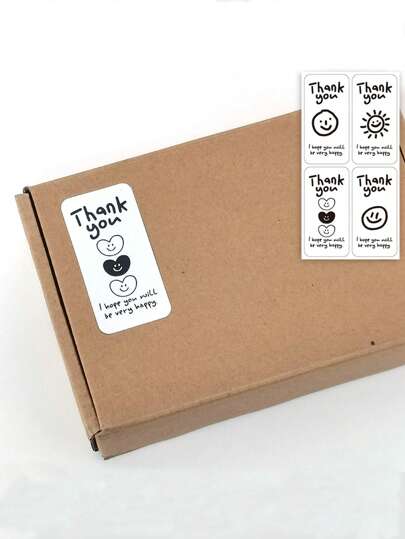 Cuatro diseños, cinco piezas de cada patrón, etiquetas rectangulares con la expresión "Gracias" para decoración, regalos, fiestas de bodas y cajas de regalo selladas con etiquetas autoadhesivas.