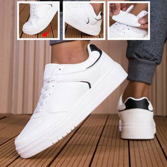 新款男士拼色休闲滑板鞋，小白运动鞋，舒适百搭