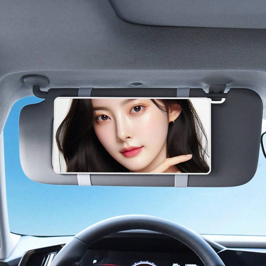 Portable Car Sun Visor Plate HD Makeup Mirror For Girls Women