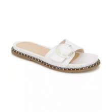 Kenneth Cole Women's Syrena Round Toe Flat Sandals |  | Women Flat Sandals - Ecru - View 2