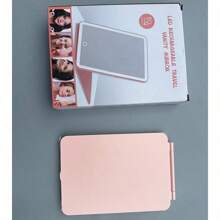 Espejo de maquillaje portátil recargable por USB con 3 colores de luz, superficie pulida, espejo plegable y recargable con batería de litio, compatible con vidrio, sin olor