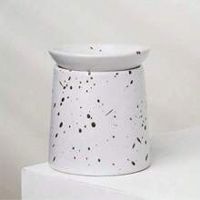 1 件装精油燃烧器，适用于家庭或水疗油蜡融化燃烧器家庭香味扩散器，陶瓷小烛台精油燃烧器，蜡烛加热器雕刻星星白蜡融化油融化加热器火焰蜡