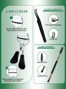 Kit de herramientas DIY para pestañas LASHSUN de 5 unidades - ¡Para todas tus necesidades de pestañas en racimo DIY! Incluye rizador de pestañas, pinzas, BOND&SEAL, removedor de pestañas y cepillo para pestañas. Compacto y portátil, perfecto para la vida diaria, citas, fiestas y viajes