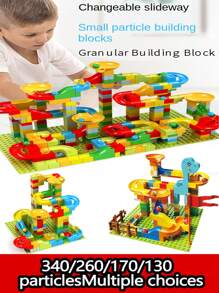 130 件/170 件/260 件/340 件儿童大型积木玩具，早教堆叠拼图，男孩女孩弹珠轨道，生日礼物 - 彩色 - 查看 2