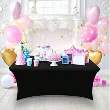Spandex Tablecloth 2 Pack [8FT, Black] Tight, Fitted, Washable And Wrinkle Resistant Stretch Table Cloth Rectangle Cover For Trade Show, Weddings & Parties [96Lx30Wx30H Inch]