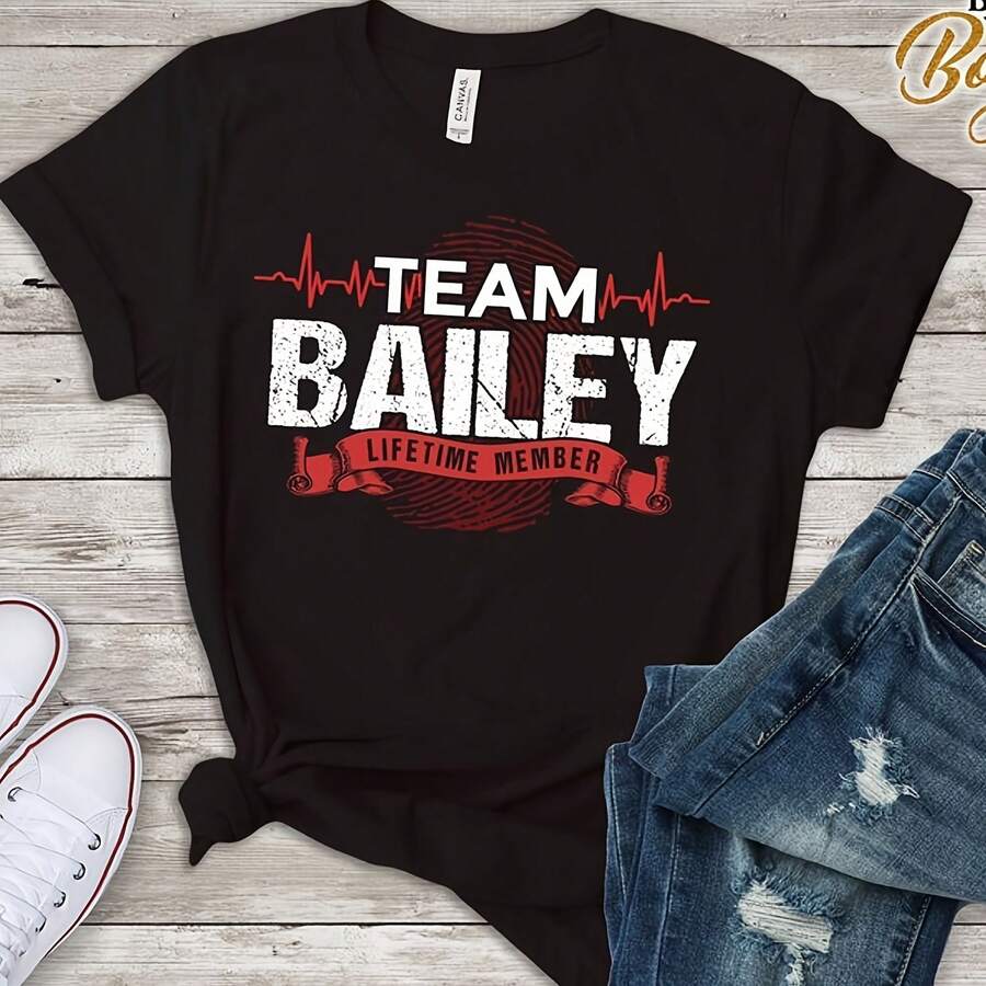 Team Bailey Family Reunions DNA Heartbeat Tshirt, Team Bailey Family Outfit, Family Union Birthday Gift - Black - View 1