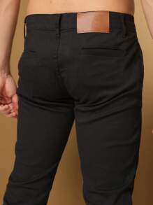 Men's Tailored Twill Trousers With Knife Pocket And Built-In Pocket - Black - View 2