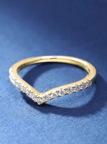 1 Peça Anel em V de Zircônia Cúbica para Mulheres, Prata 925 Cintilante, Presente de Jóias Finas de Dia dos Namorados para Senhoras e Meninas