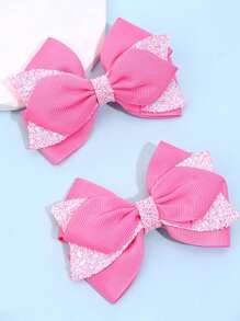 2pcs Red Cute Sweet Bow Hair Clips For Girls, Alligator Clips, Gift, Casual, Daily Wear Hair Accessories - Multicolor - View 15