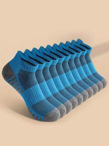 25 Pairs Men's Simple Tie Pattern Athletic Casual Ankle Socks, Versatile For Everyday Wear