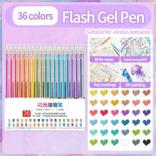 60/48/36/24/18/12/8色闪光凝胶笔，高价值夜光亮彩笔，学生手账笔，特制荧光笔记笔，记号笔，画笔，彩色笔 - 彩色 - 查看 15