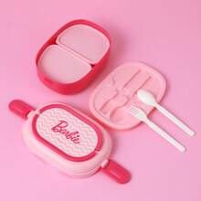 Miniso Disney Barbie Series Lunch Box 1600mL - Double-Layer Large Capacity Lunch Box - Microwave And Dishwasher Friendly - Pink - Pink - View 3